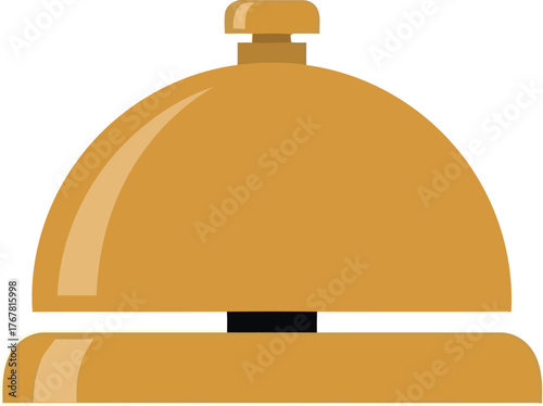 Vintage hotel service bell golden front desk reception icon vector