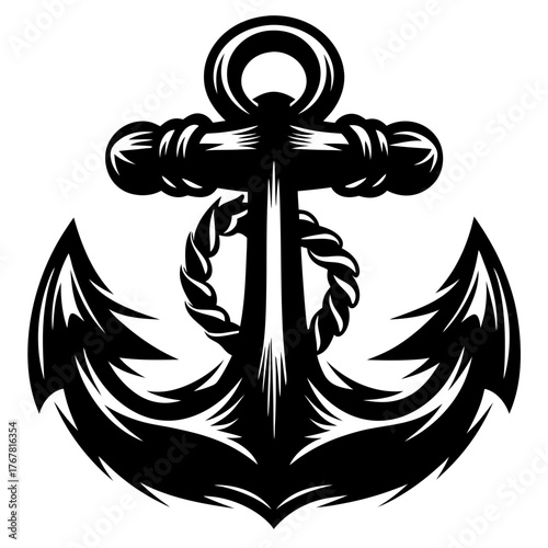 Classic nautical anchor symbol with rope detail