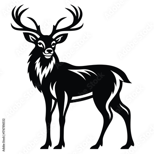 Majestic stag with antlers standing proudly in silhouette