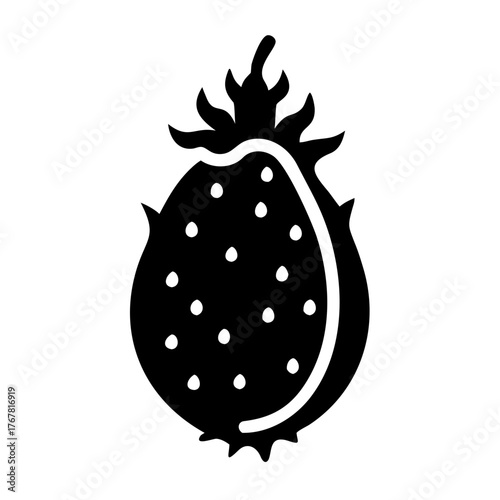 Black silhouette of a dragon fruit