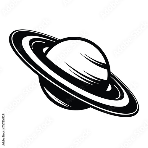 Striking saturn silhouette with prominent rings celestial planet art