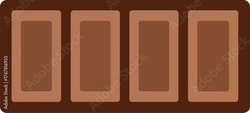 Four segment chocolate bar sweet treat food illustration top view vector