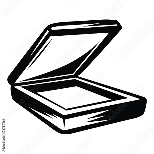 Open flatbed scanner device for digital document scanning