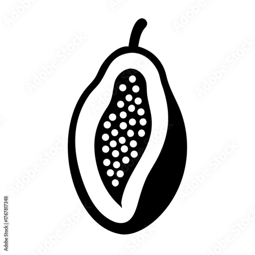 Black icon of a halved passion fruit