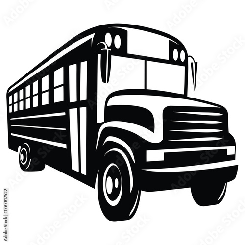 Classic school bus icon for transportation and education themes