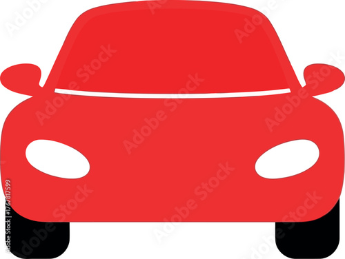 Bold red car silhouette front view simple design vector