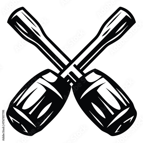 Two crossed screwdrivers tool repair handyman mechanic icons