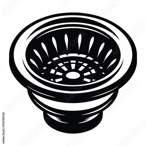 Close-up of a stainless steel sink strainer drain basket