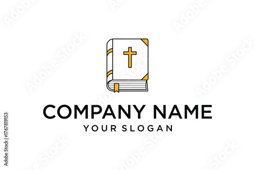 Holy Bible Book Vector Icon with Cross and Bookmark