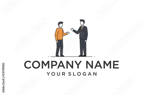 Business Communication and Professional Interaction Flat Line Art Illustration