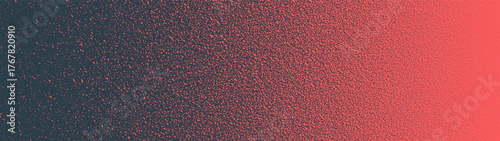 Noise texture halftone pattern faded texture ultra wide 32:9 aspect ratio red black vector abstract background. Fuzzy gradient grain textured panoramic ultrawide format eye-catching sparse abstraction