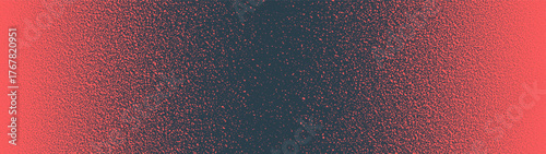 Noise texture halftone pattern centered composition border ultra wide 32:9 aspect ratio red black vector abstract background. Fuzzy grainy textured panoramic ultrawide format eye-catching abstraction