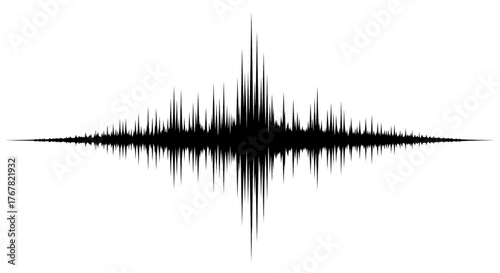 Black sound wave visualization on a white background, representing audio or signal processing.