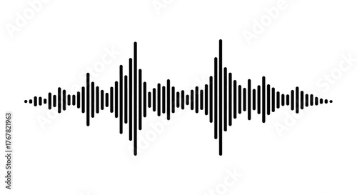 A black and white illustration of a sound wave, showing the amplitude and frequency of the sound.