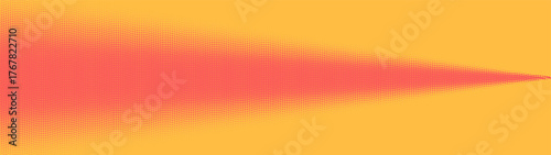 Pop art halftone pattern spray effect ultra wide 32:9 aspect ratio yellow red vector abstract background. Wavy dotted half tone texture panoramic format psychedelic style graphical dynamic abstraction