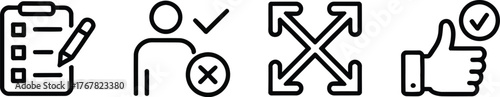 User Interface Icons: Checklist, People, Arrows
