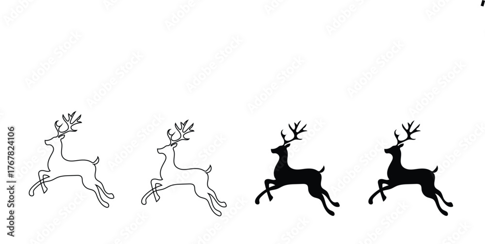 Naklejka premium Reindeer Silhouette Icons