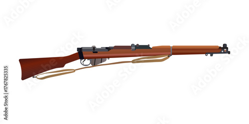 Bolt-Action Military Rifle Gun Illustration