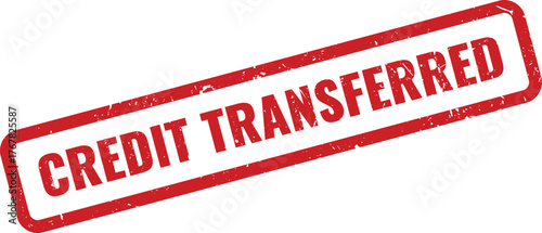 Official red textured rubber stamp indicating a successful credit transfer transaction