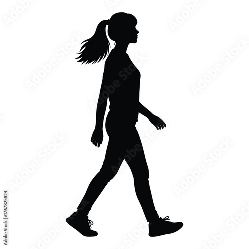 Silhouette of a woman in motion capturing the essence of a casual stroll vector
