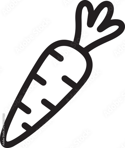 Fresh carrot doodle icon for healthy eating campaign, simple and charming hand-drawn style, perfect for food blog or organic market promotions