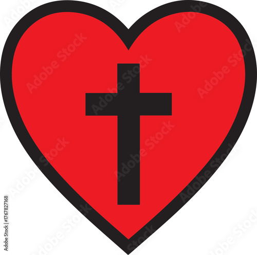 Faith and Love: A symbol of devotion and compassion. The cross within a heart, a reminder of hope, sacrifice, and spirituality for everyone