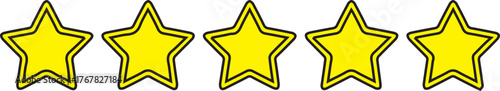 Five golden stars symbolizing excellent quality, top ratings, or premium service for product reviews, customer feedback, and achievements