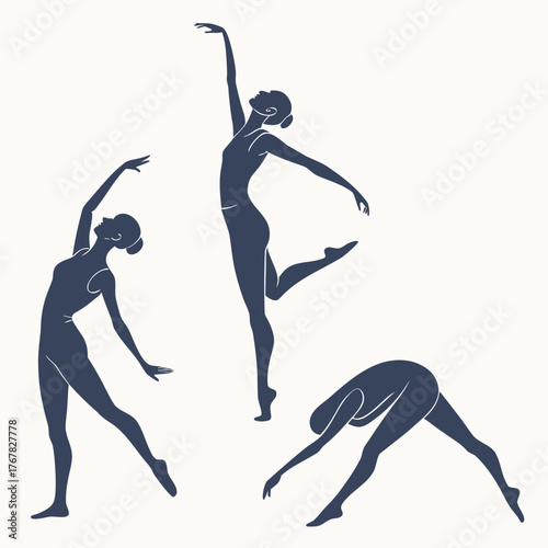 Silhouette of dancing woman in different poses