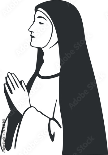 A silhouette of a woman in prayer, embodying spirituality and devotion.