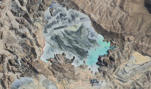 Fotografie Cerro Verde Copper Mine, Peru: High-Resolution Aerial View of Massive Open-Pit M