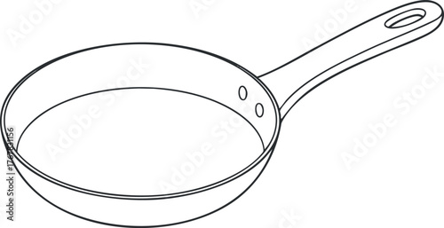 Illustration of a simple frying pan design suitable for cooking and kitchen use.
