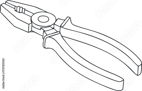 A detailed line drawing of a pair of pliers suitable for various mechanical and construction tasks.