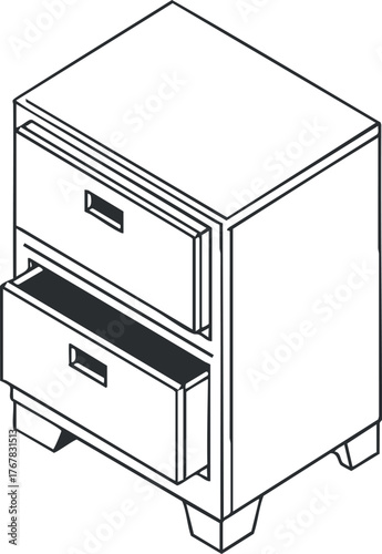 A minimalist nightstand with two drawers perfect for bedroom storage and organization.