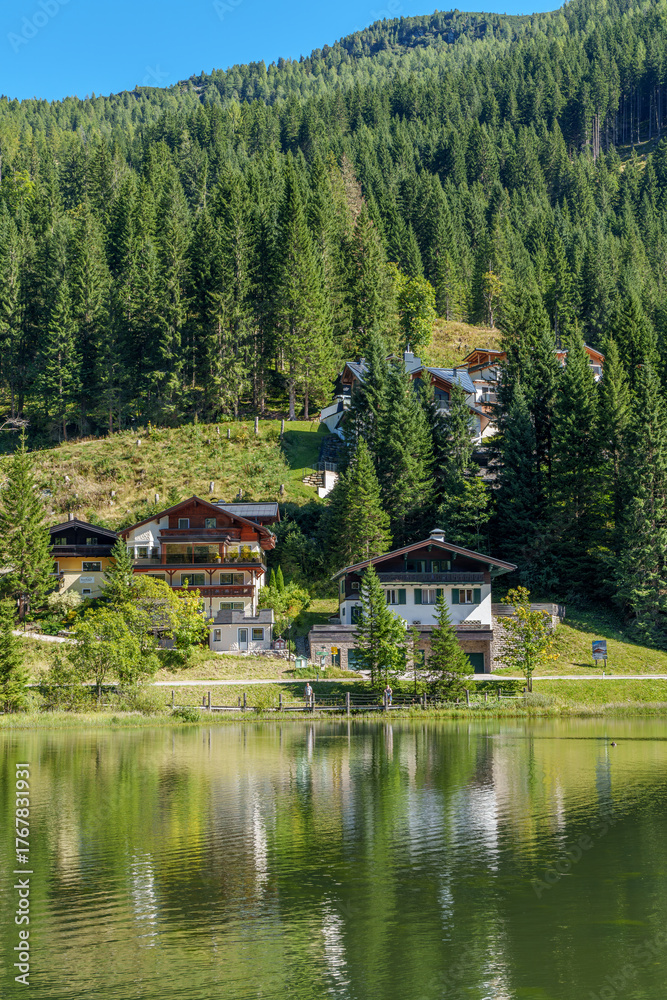 Naklejka premium The beautiful alpine valley and ski resort of the Zauchensee lake in Austria