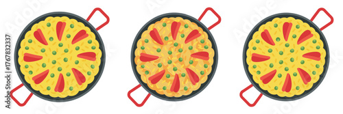 Minimal bedroom scene, bed with pillows and duvet, floating shelf, stool and rug, serene home decor, vector artwork