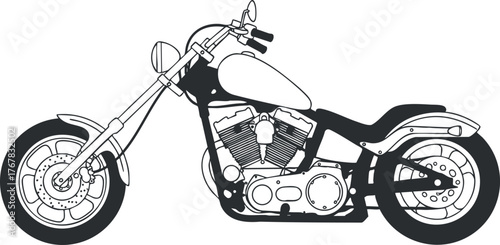 A detailed illustration of a classic motorcycle showcasing its sleek design and features.