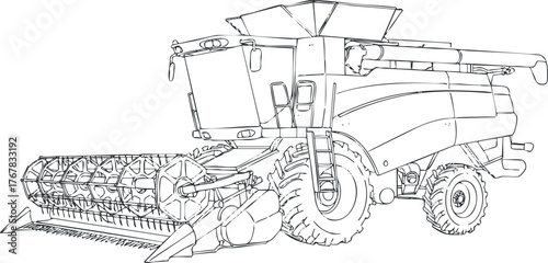 Illustration of a detailed agricultural harvester used for efficient crop harvesting.