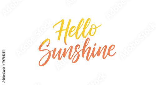 Cheerful 'Hello Sunshine' modern brush calligraphy