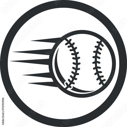 A stylized graphic of a baseball in motion, symbolizing speed and athleticism in sports.