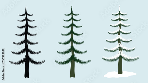 Christmas tree set illustration, Christmas winter, Christmas festival, on light blue background, EPS file