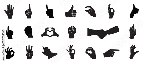 Hand. Human palm hand vector silhouette.