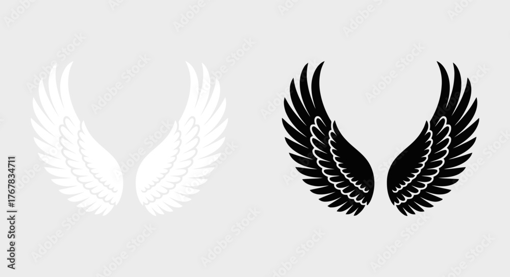 Obraz premium Abstract Feather Design Delicate White Wings on a Light Background Graphic