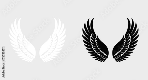 Abstract Feather Design Delicate White Wings on a Light Background Graphic