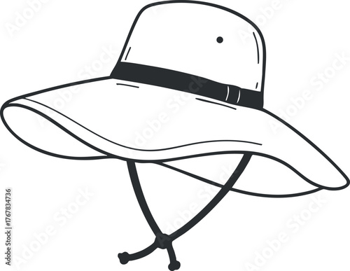 A stylish wide brim sun hat perfect for outdoor activities and sun protection during summer.