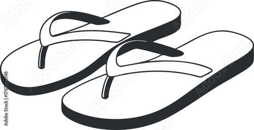 Illustration of a pair of flip flops ideal for summer beach outings and casual wear.