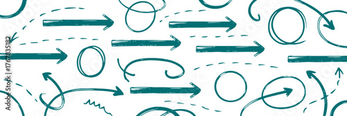 Teal Brush Stroke Arrows Directing Navigation and Decision Making Processes