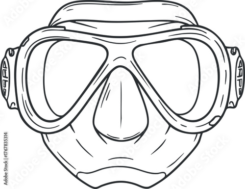 Illustration of a diving mask designed for underwater sports and exploration activities.