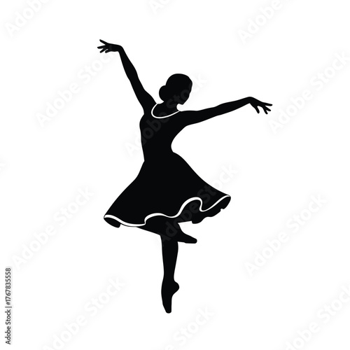 Graceful silhouette of a ballet dancer in a dynamic pose vector