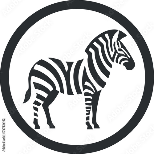 Stylized zebra silhouette in a circular emblem representing wildlife and nature conservation.