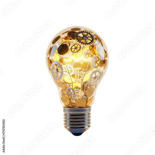 3D realistic idea light bulb icon